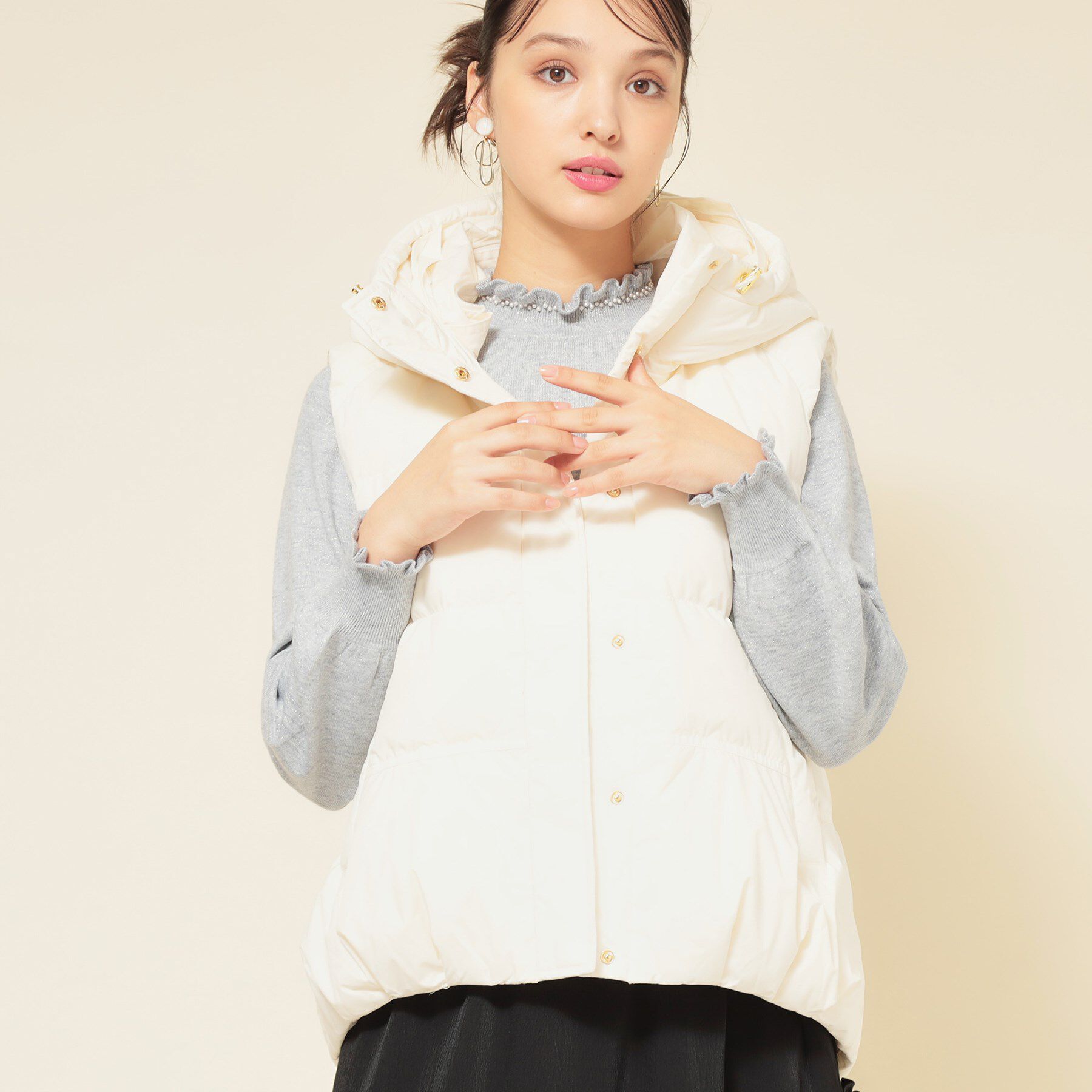 SunaUna「【フード付き／2色展開】ダウンベスト」|ダウンベスト・ベスト|