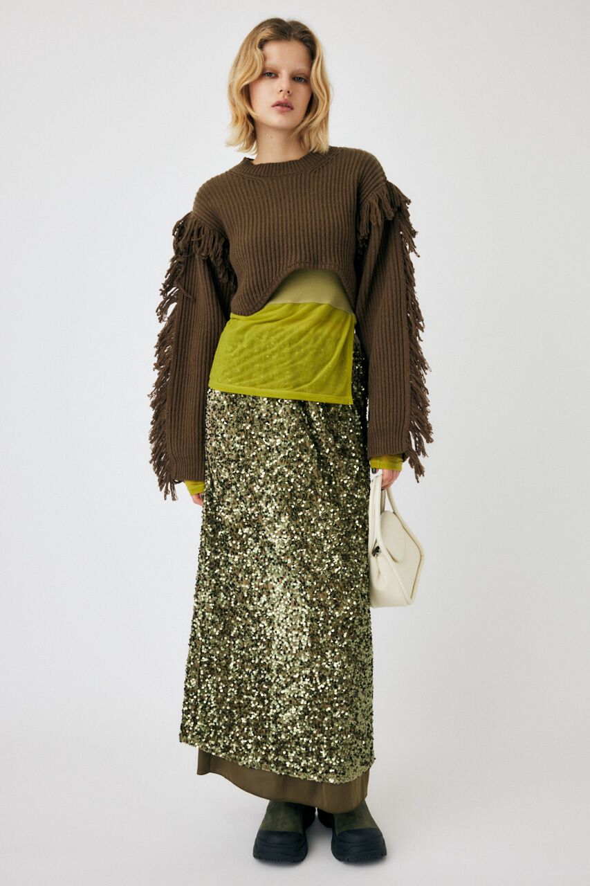 MOUSSY「IRREGULAR HEM CROPPED ニット」|ニット・セーター|