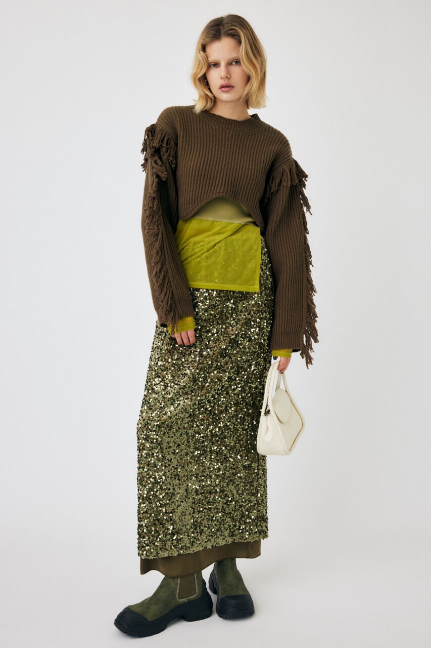 MOUSSY「IRREGULAR HEM CROPPED ニット」|ニット・セーター|