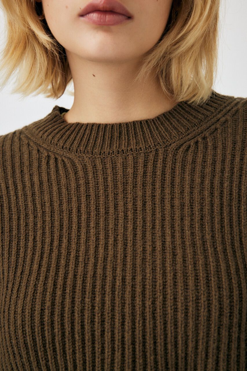 MOUSSY「IRREGULAR HEM CROPPED ニット」|ニット・セーター|