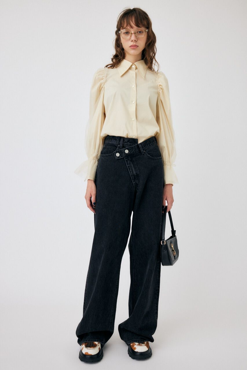 MOUSSY「TULLE SLEEVE シャツブラウス」|シャツ・ブラウス|