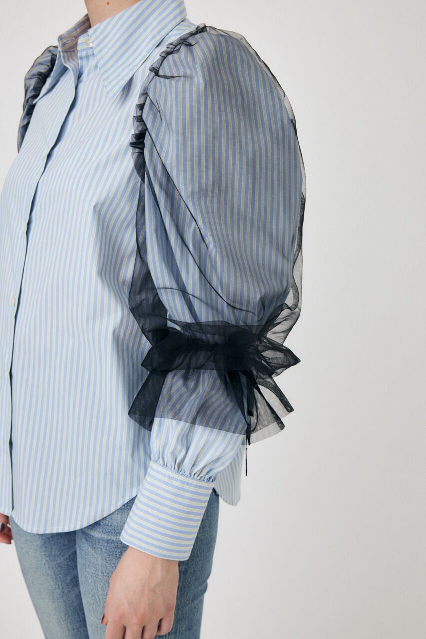 MOUSSY「TULLE SLEEVE シャツブラウス」|シャツ・ブラウス|