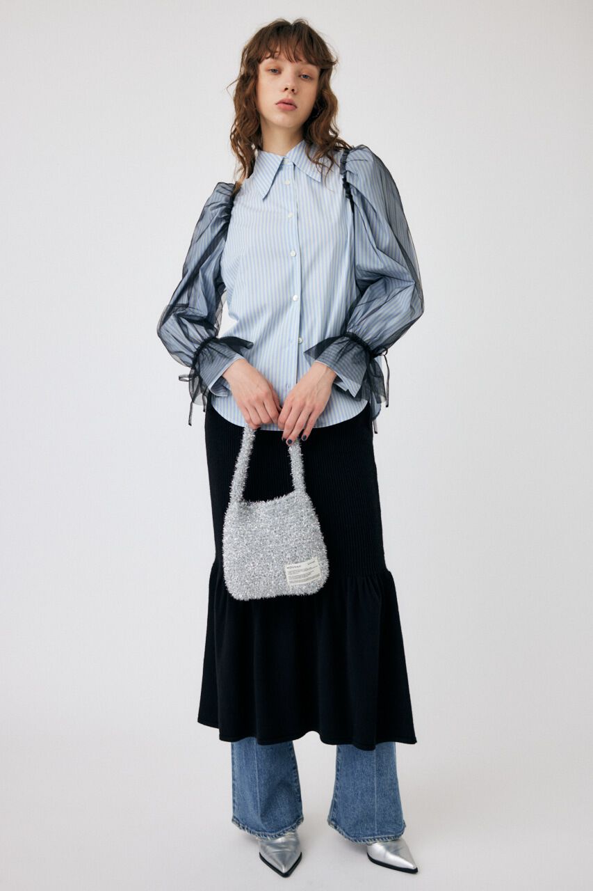 MOUSSY「TULLE SLEEVE シャツブラウス」|シャツ・ブラウス|