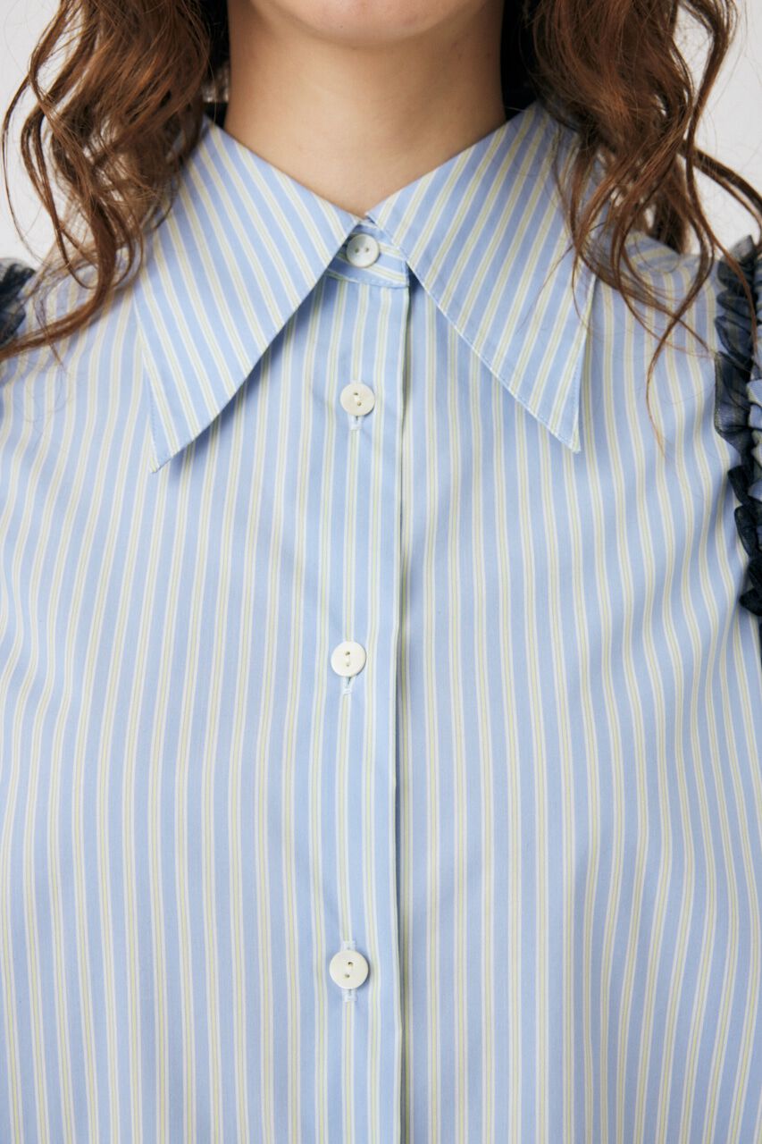 MOUSSY「TULLE SLEEVE シャツブラウス」|シャツ・ブラウス|