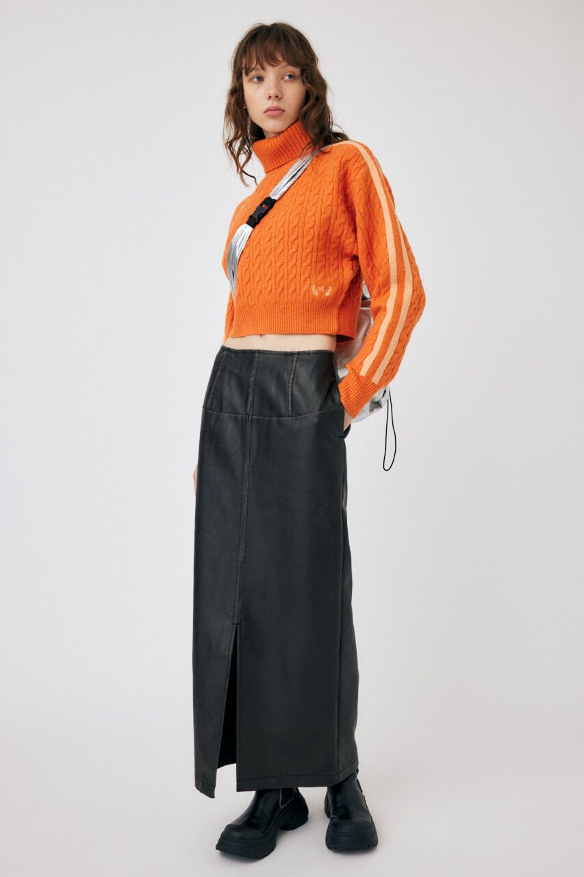 MOUSSY「LINE SLEEVE CABLE KNIT トップス」|ニット・セーター|