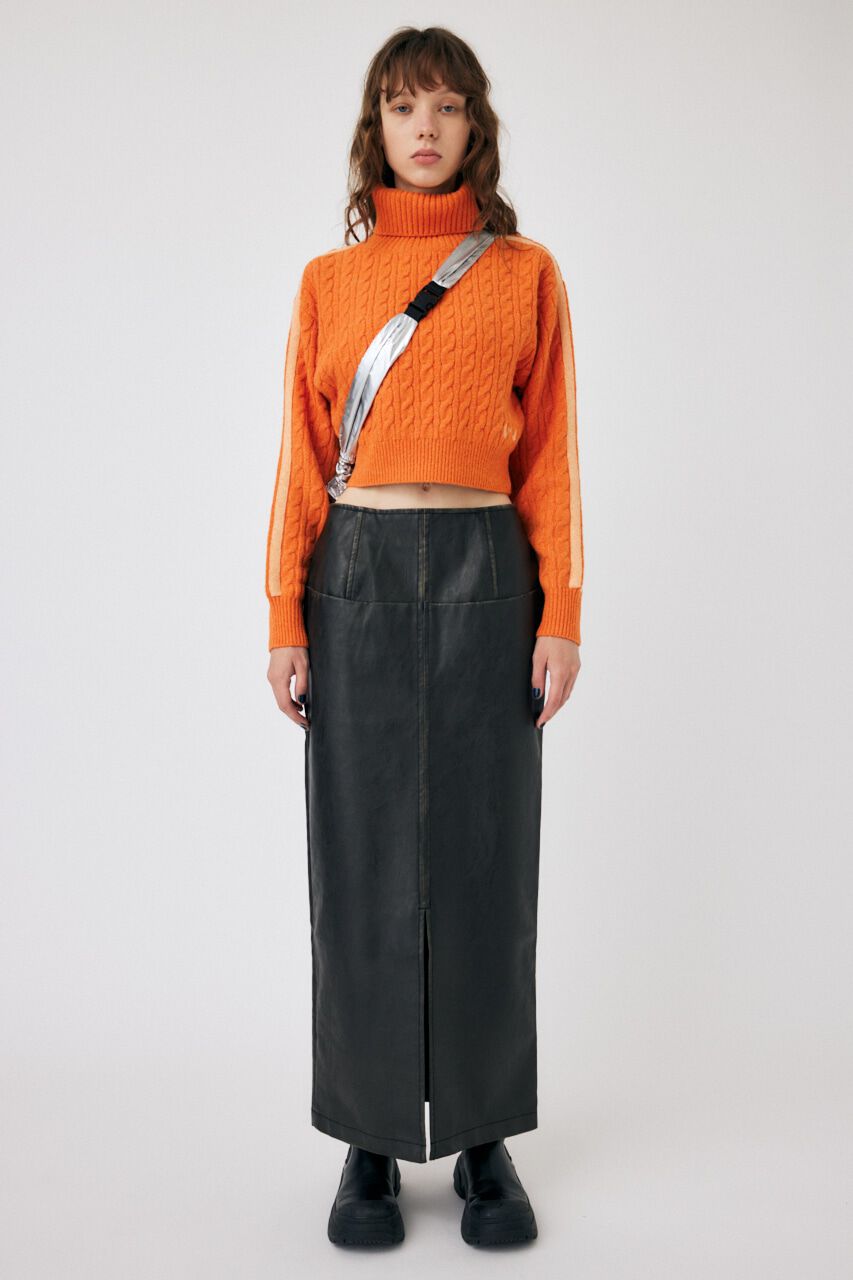 MOUSSY「LINE SLEEVE CABLE KNIT トップス」|ニット・セーター|