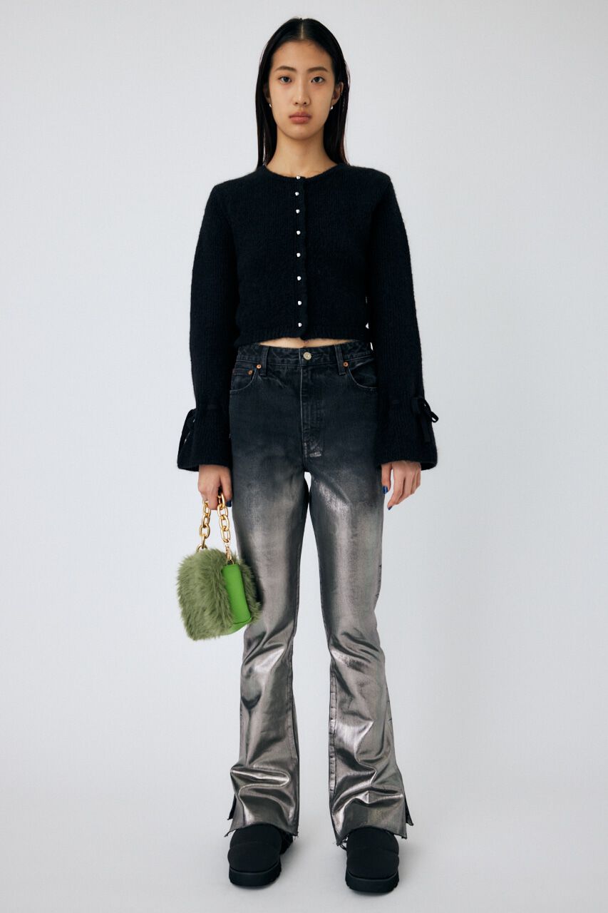 MOUSSY「FOIL PRINT SLIM FLARE」|デニム|