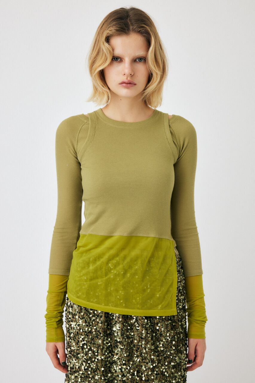 MOUSSY「COLOR BLOCK DOUBLE LAYER LSTシャツ」|Tシャツ・カットソー|