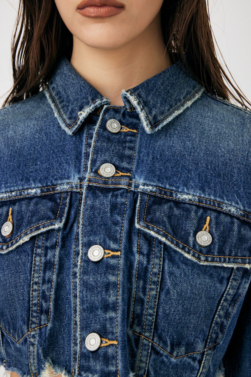 MOUSSY「RAW EDGE SHORT DENIM ジャケット」|デニムジャケット|