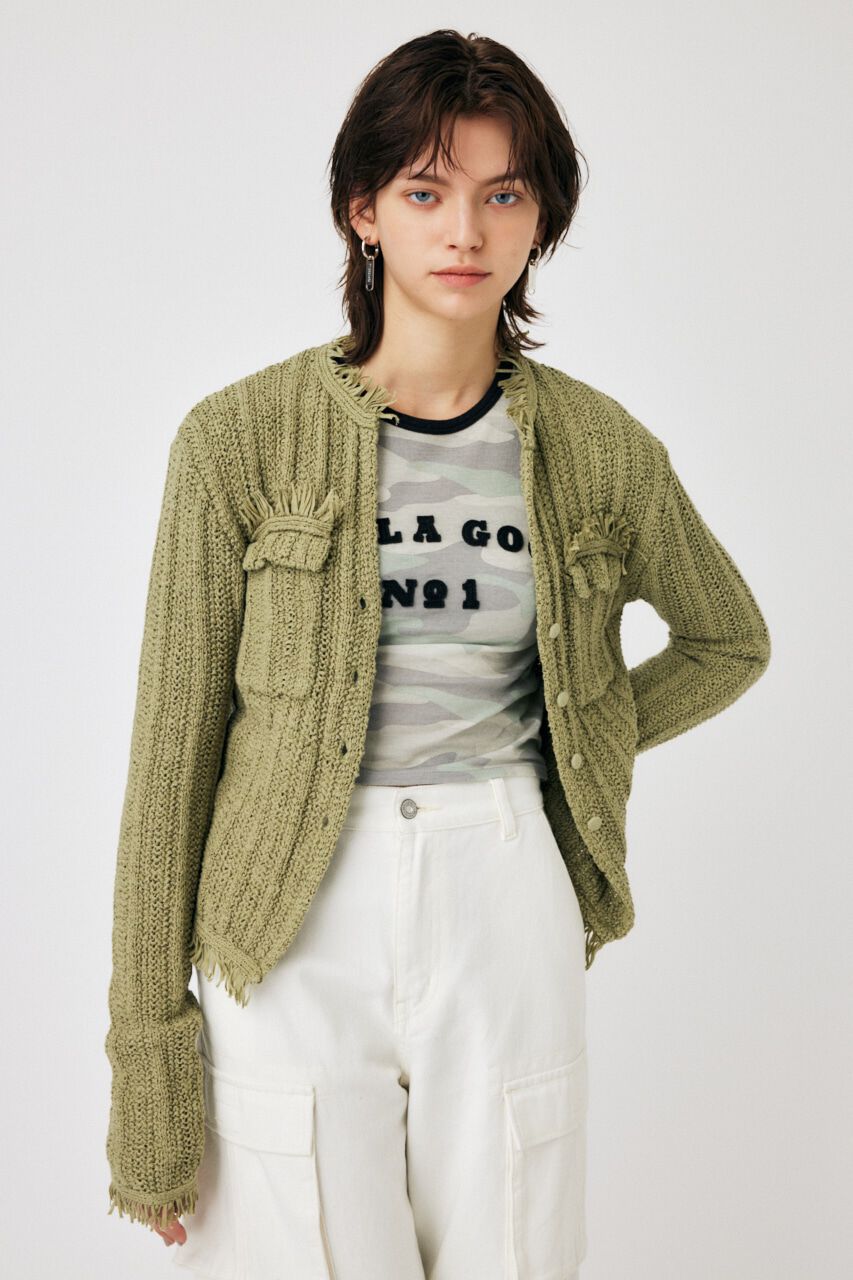 MOUSSY「FRINGE KNIT カーディガン」|カーディガン|
