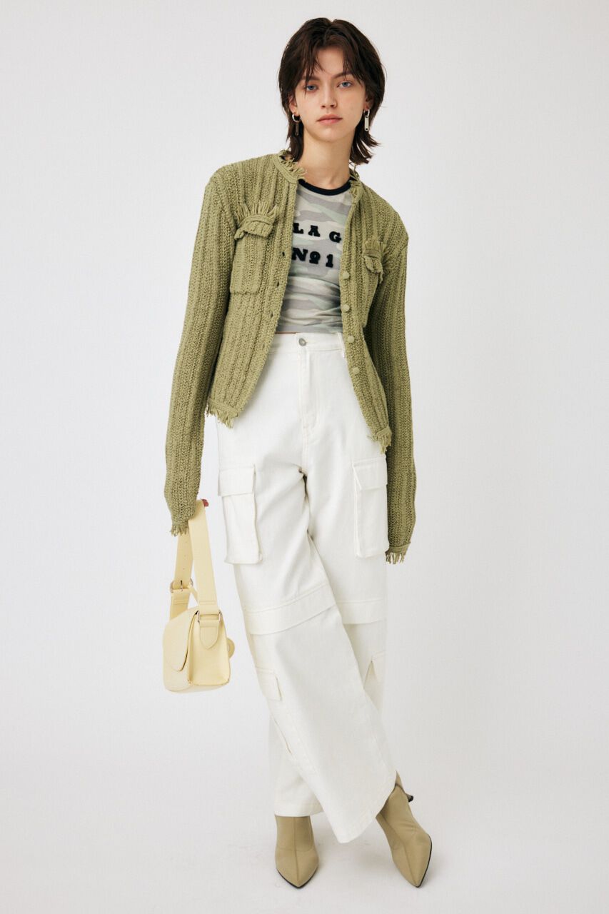 MOUSSY「FRINGE KNIT カーディガン」|カーディガン|