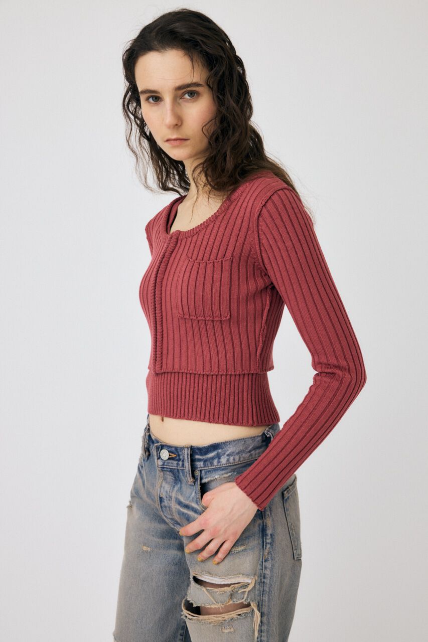 MOUSSY「ZIP UP RIB KNIT カーデ＆タンク」|ニット・セーター|