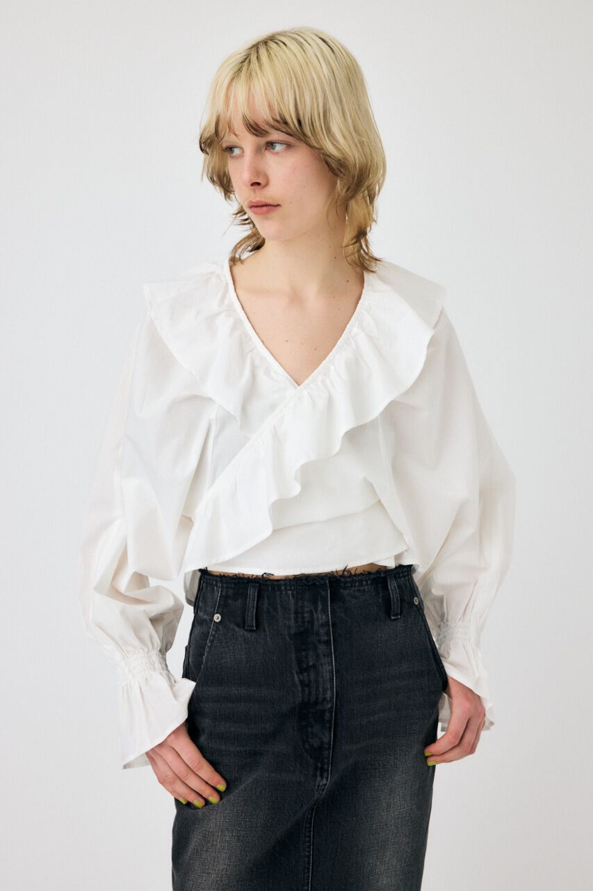 MOUSSY「VOLUME SLEEVE RUFFLE トップス」|シャツ・ブラウス|