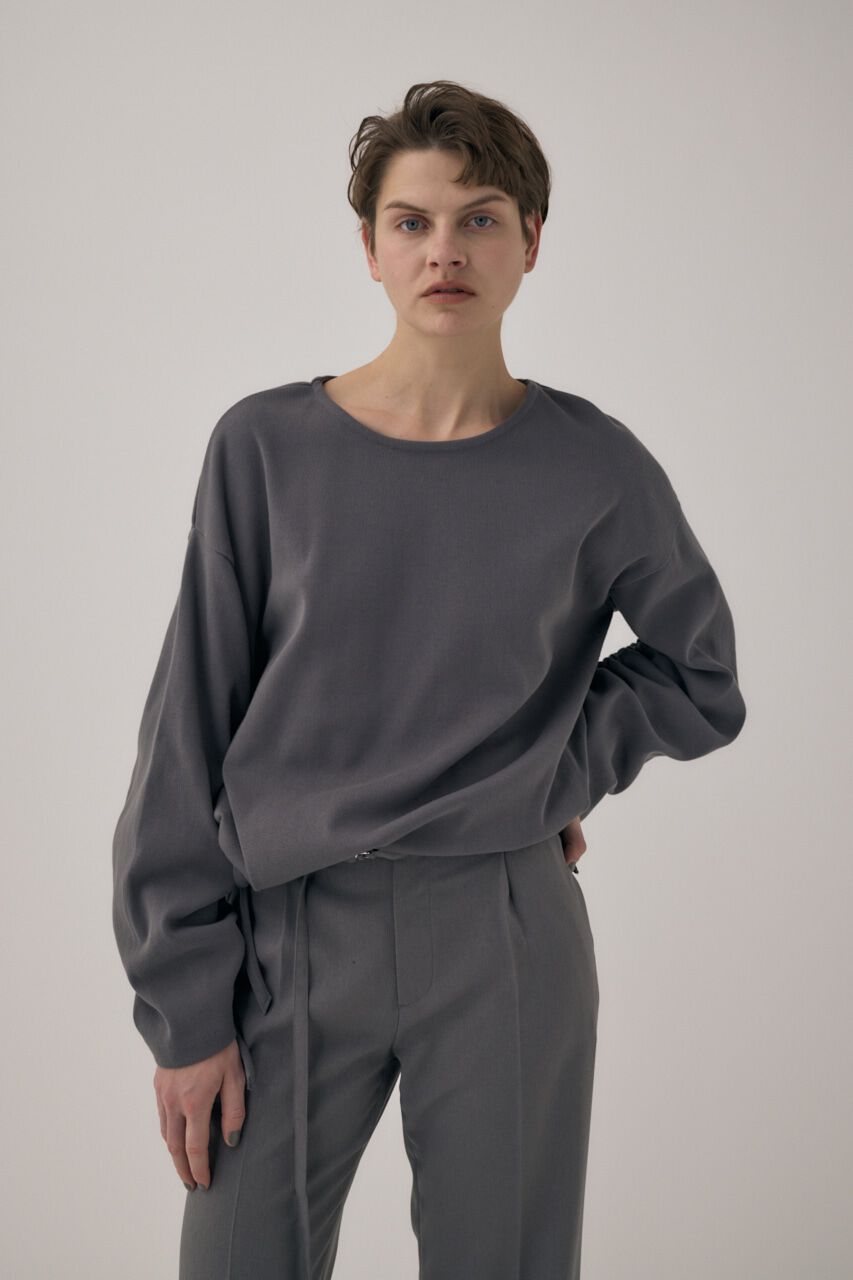 MOUSSY「ｵｰｶﾞﾆｯｸｺｯﾄﾝ使用の厚手ｶｯﾄｿｰ裾と袖を紐でｷﾞｬｻﾞｰ 」|Tシャツ・カットソー|GRY