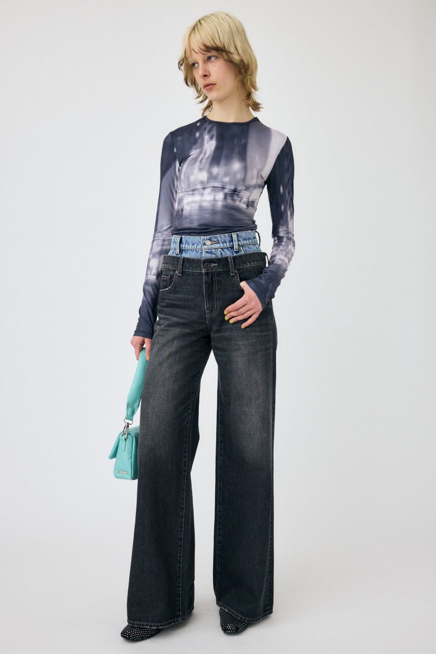 MOUSSY「W WAIST WIDE LEG STRAIGHT」|デニム|