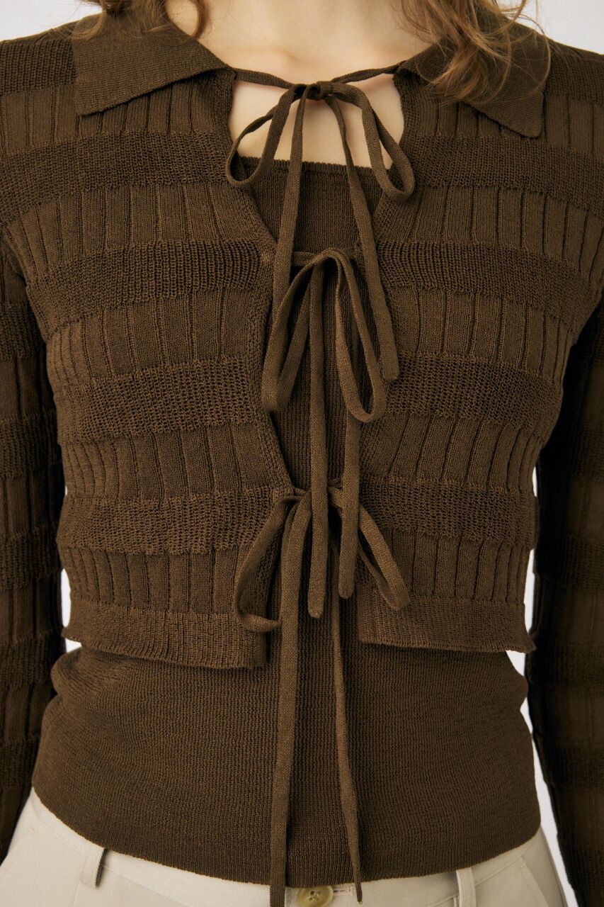 MOUSSY「KNIT キャミ & RIBBON シャツセット」|シャツ・ブラウス|