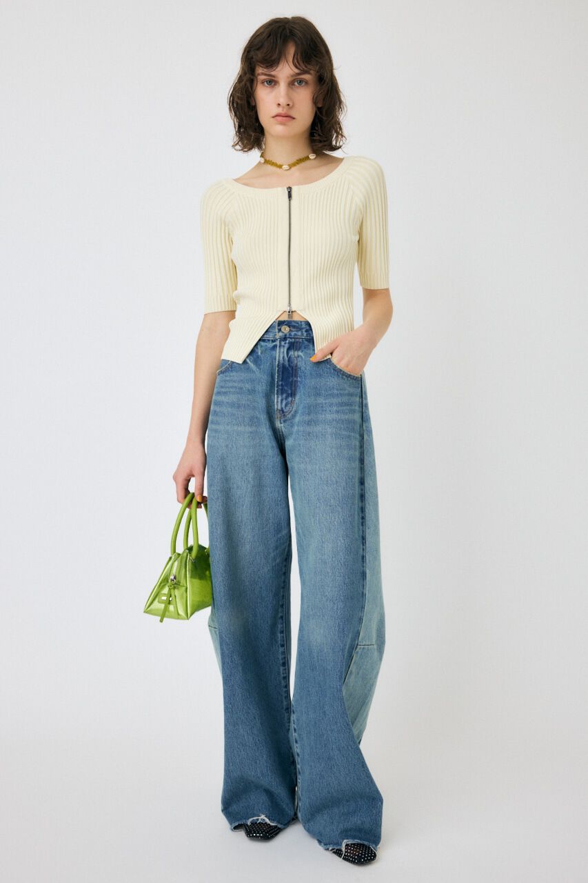 MOUSSY「ZIP UP RIB トップス」|ニット・セーター|