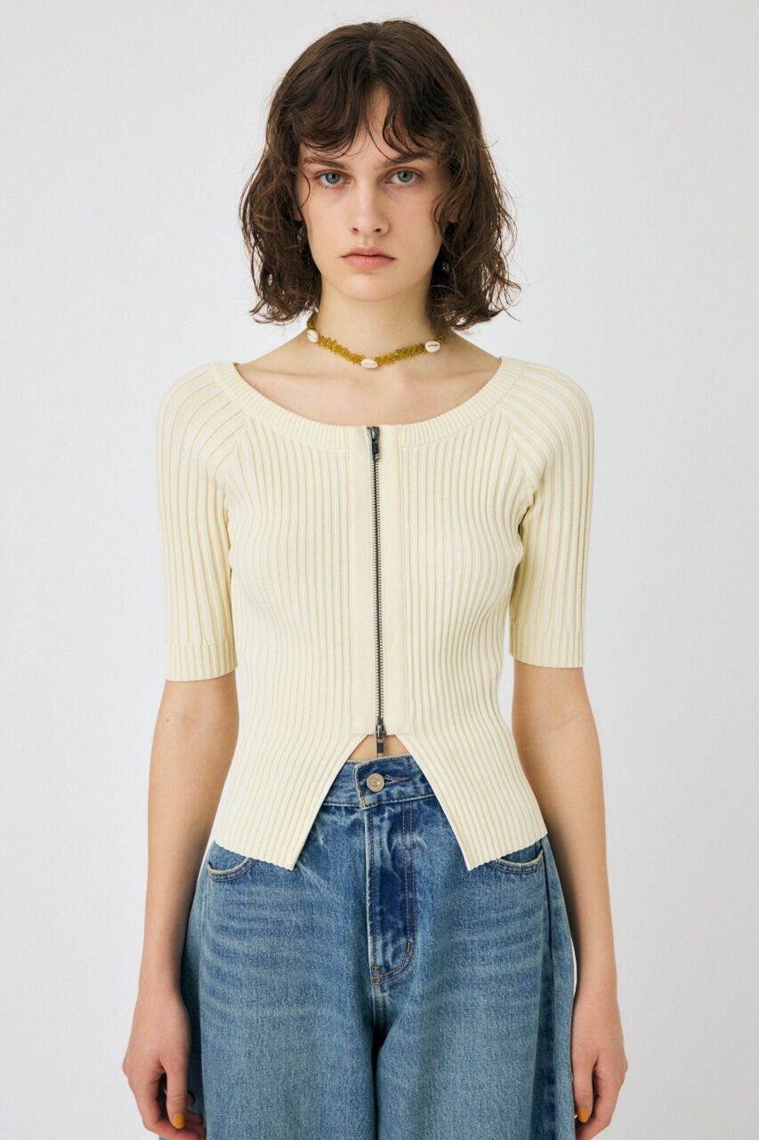 MOUSSY「ZIP UP RIB トップス」|ニット・セーター|