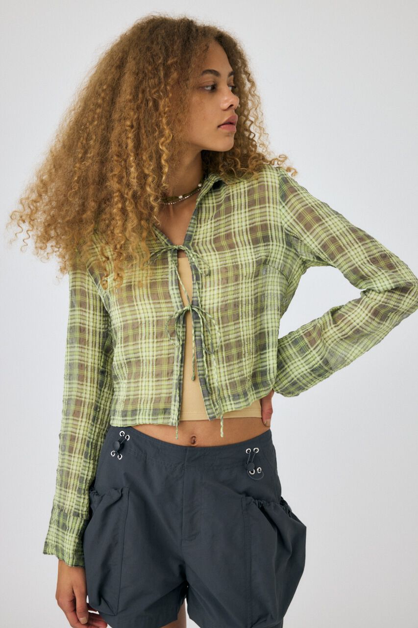 MOUSSY「FRONT TIED CHECK シャツ」|シャツ・ブラウス|