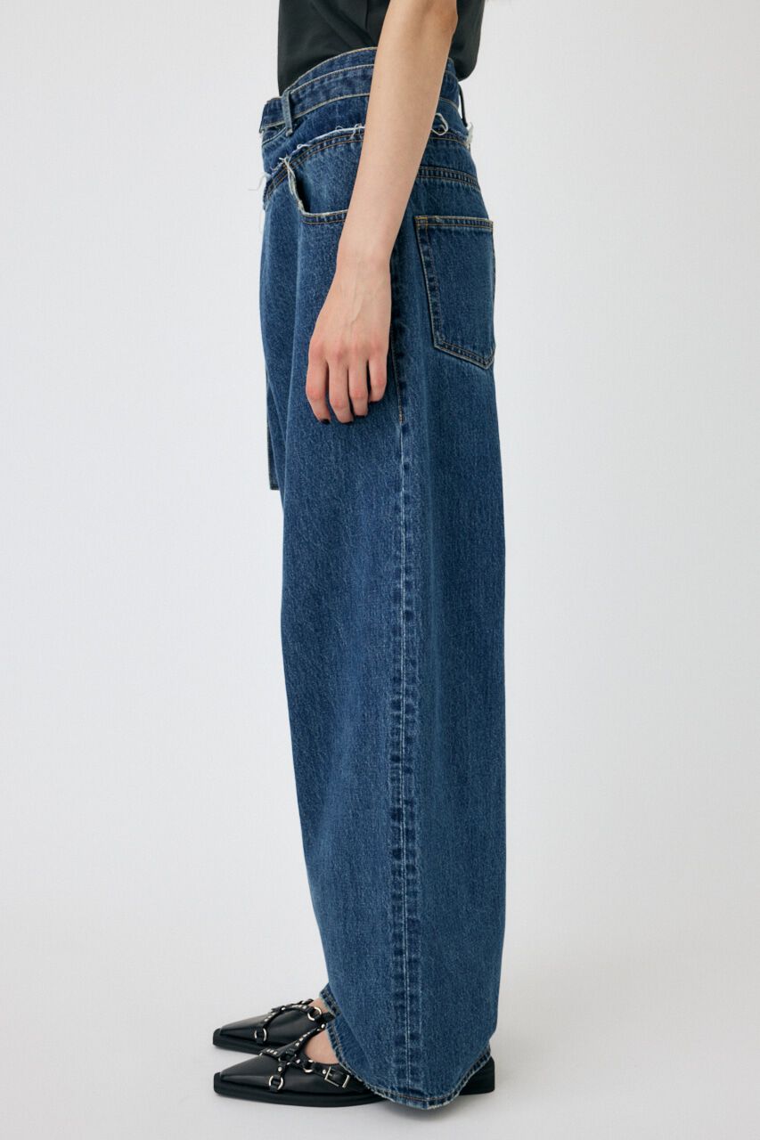 MOUSSY「FOLD WAIST WIDE STRAIGHT」|デニム|