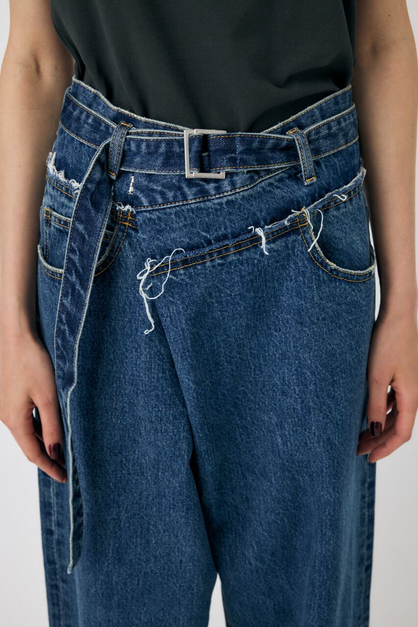 MOUSSY「FOLD WAIST WIDE STRAIGHT」|デニム|