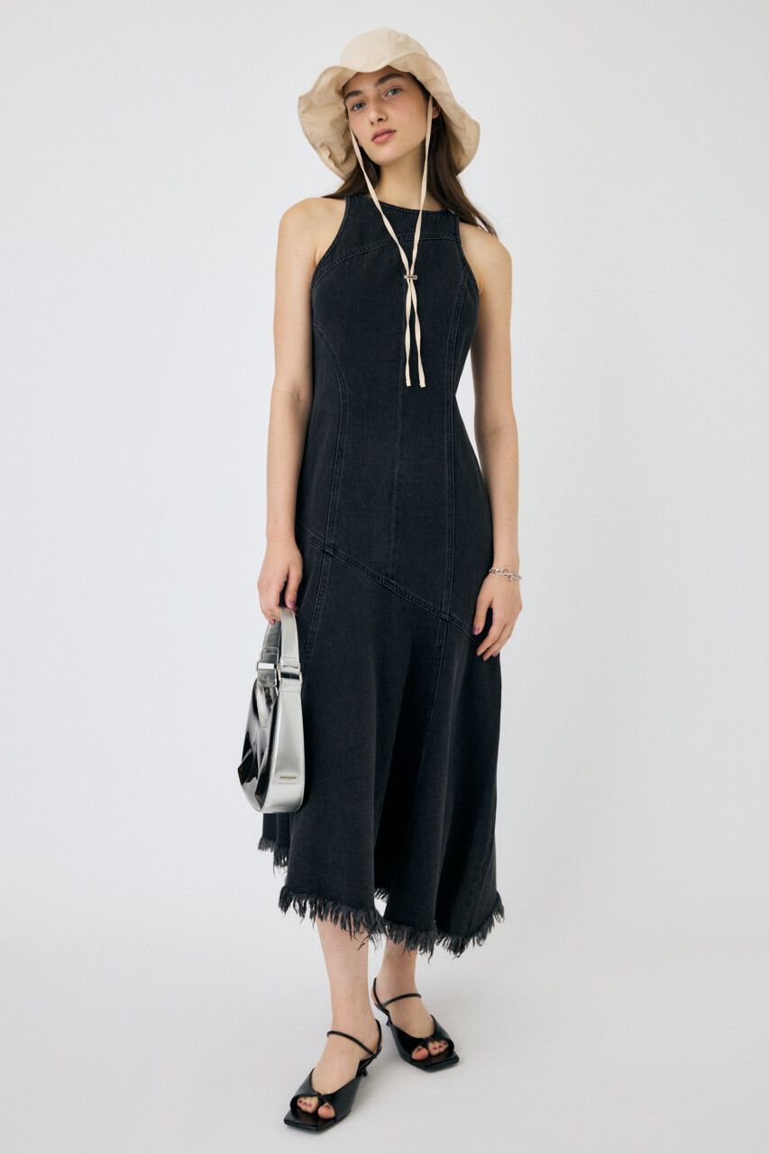 MOUSSY「AMERICAN SLEEVE WAVY ドレス」|ワンピース|BLK