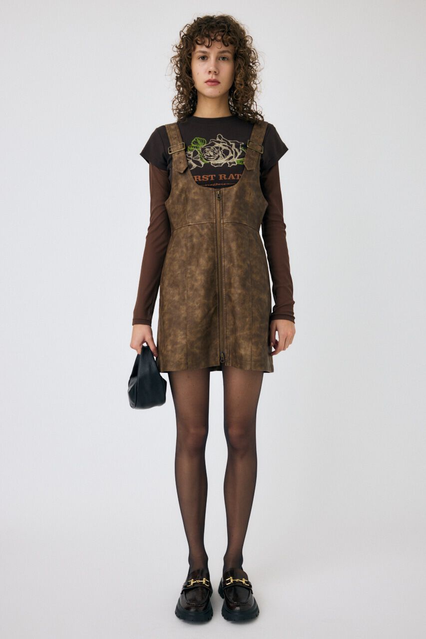 MOUSSY「FRONT ZIP ジャンパースカート」|ワンピース|