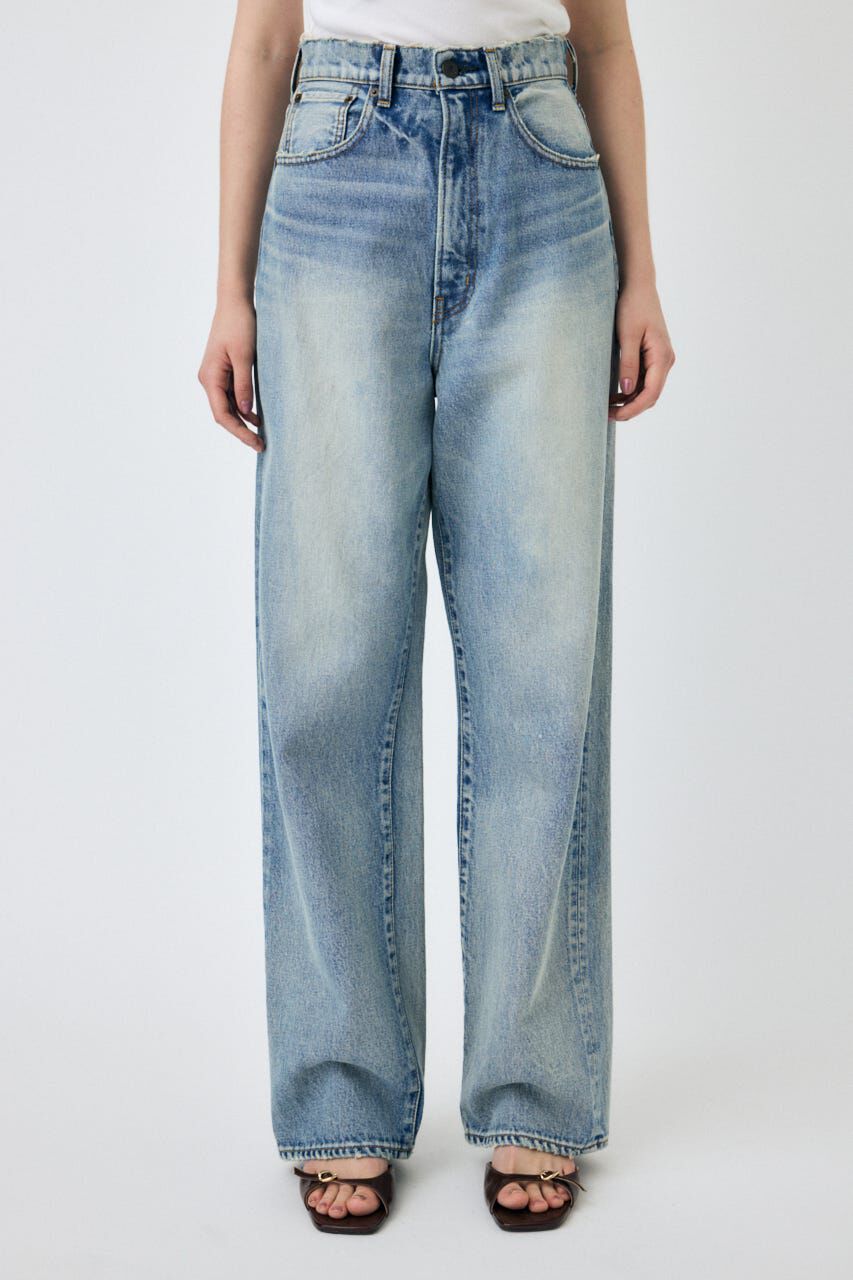 MOUSSY「HW DAMAGE LOOSE STRAIGHT」|デニム|BLU