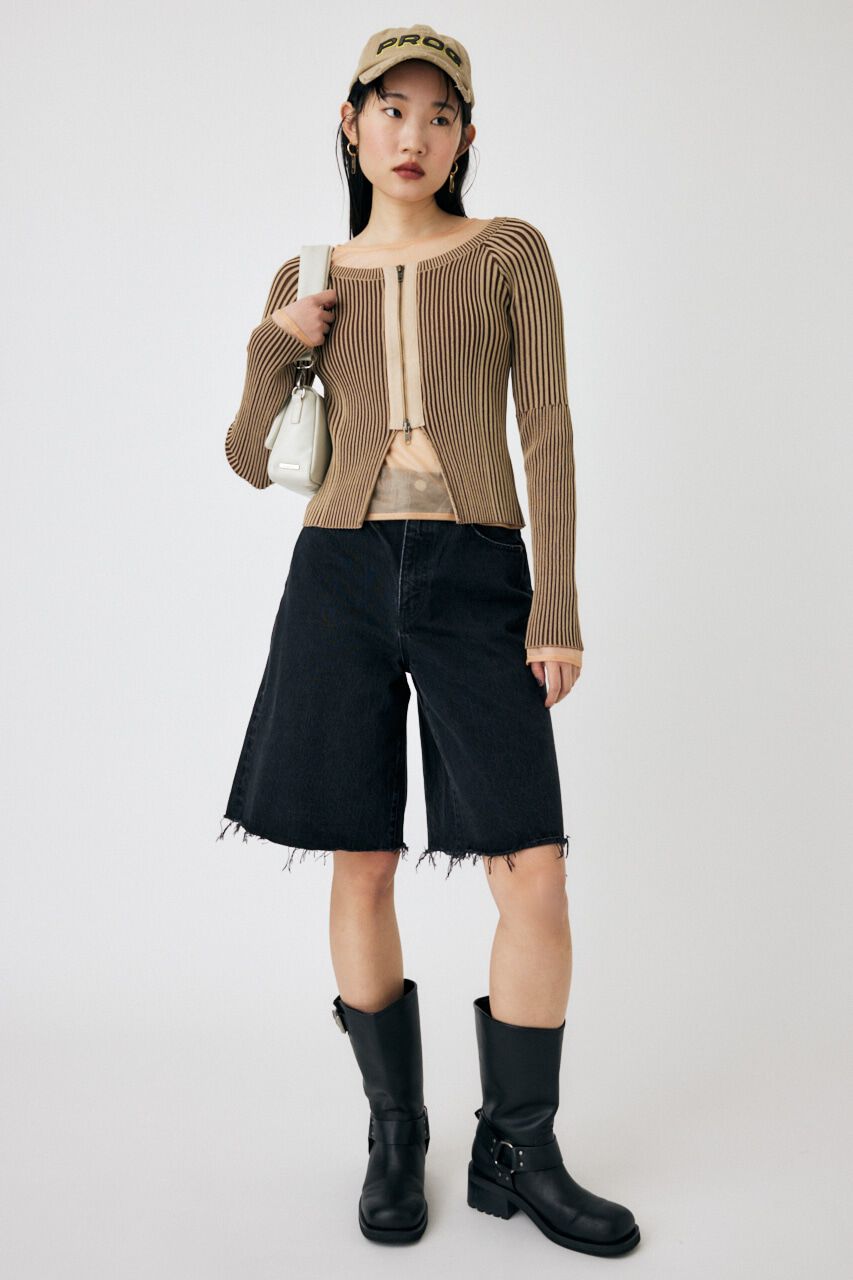 MOUSSY「WIDE DENIM SHORT パンツ」|デニム|BLK