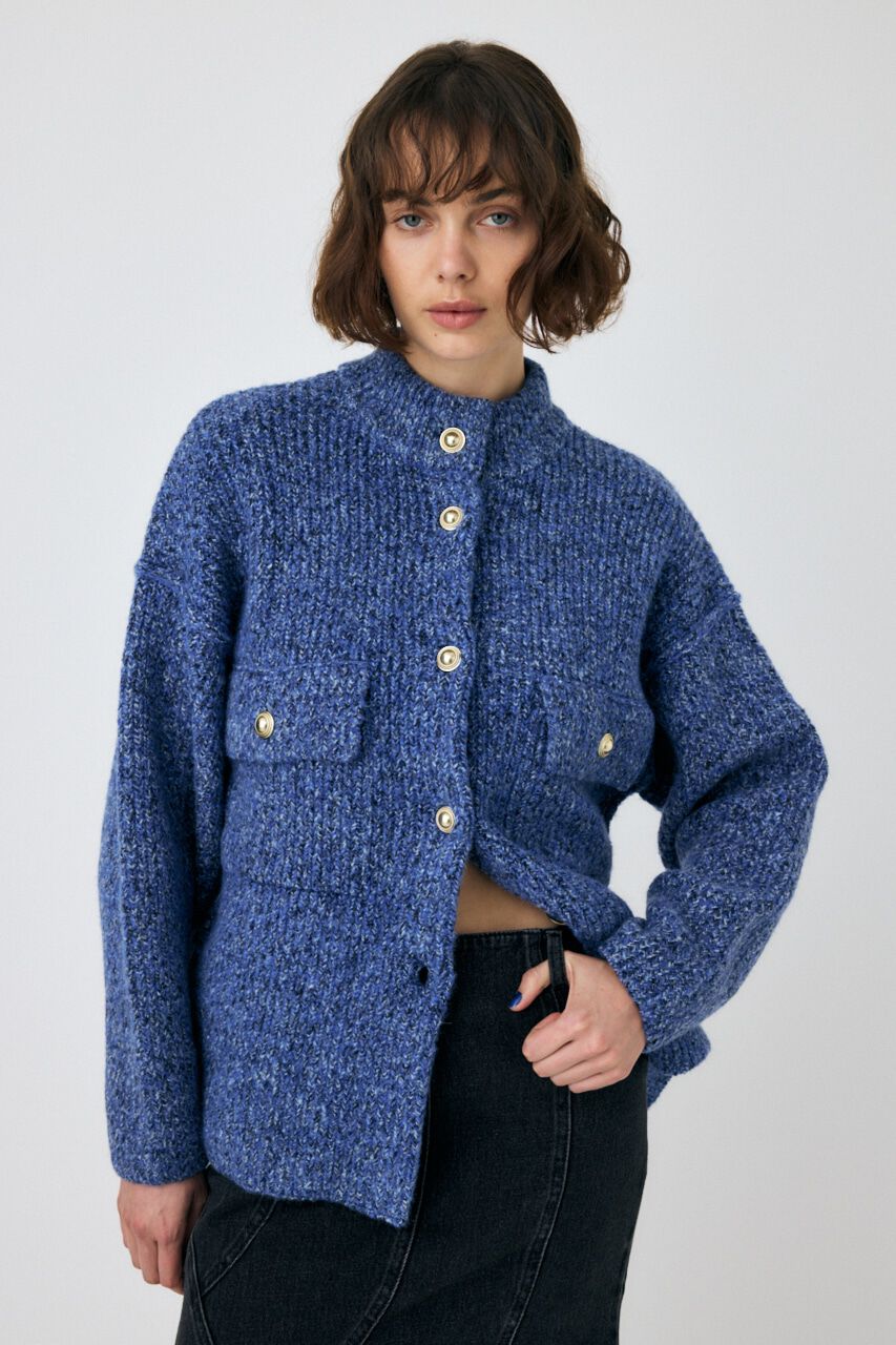 MOUSSY「MIX YARN OVER ニット カーディガン」|カーディガン|