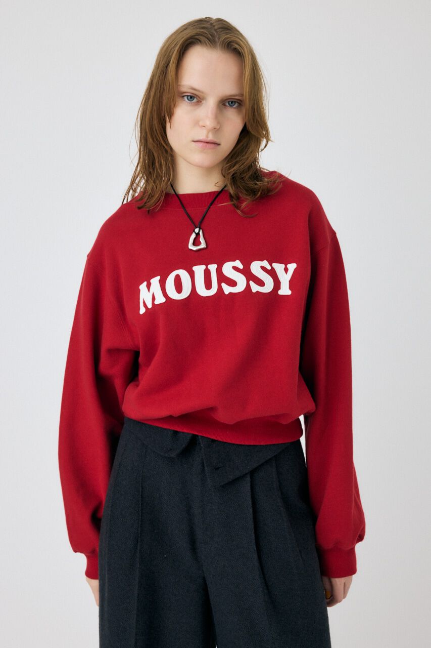 MOUSSY「PATCH VELOUR MOUSSY プルオーバー」|パーカー|RED