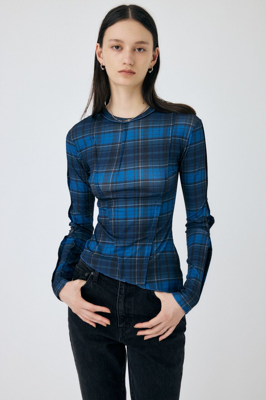 MOUSSY「TUCK CHECK トップス」|Tシャツ・カットソー|