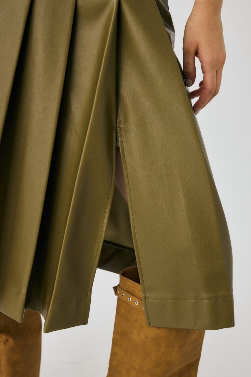 MOUSSY「F/LEATHER TUCKED ミディスカート」|スカート|