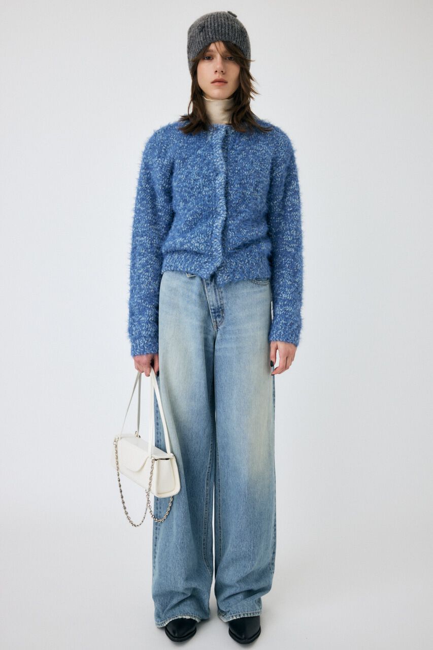 MOUSSY「GLITTER SHAGGY ニットカーディガン」|カーディガン|