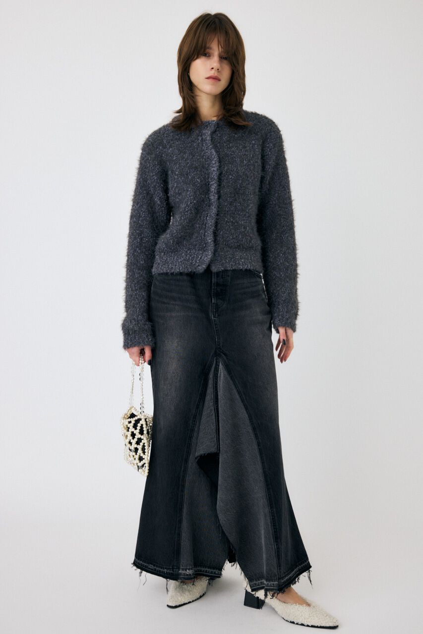 MOUSSY「GLITTER SHAGGY ニットカーディガン」|カーディガン|