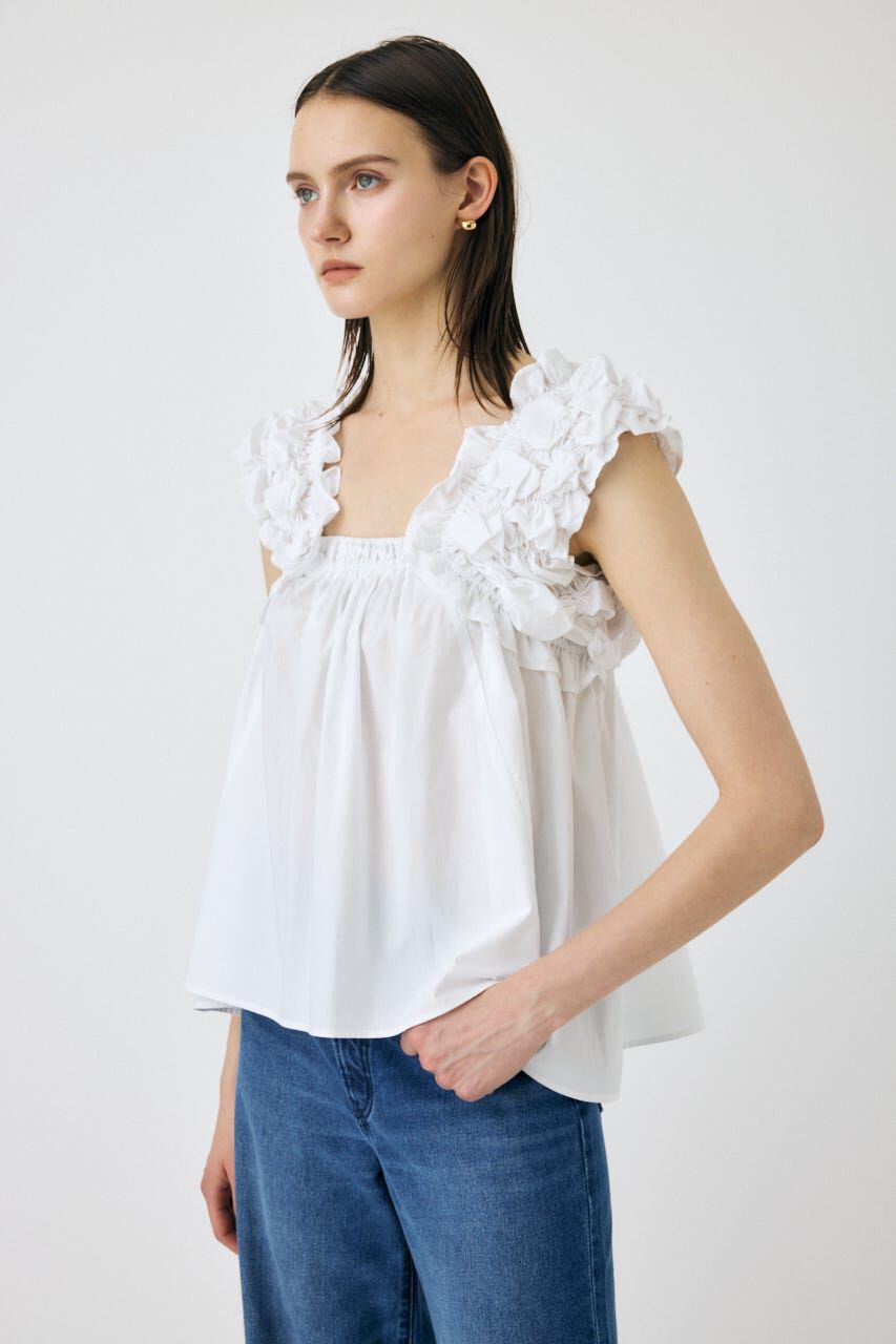 MOUSSY「SHOULDER FRILLS トップス」|その他|WHT