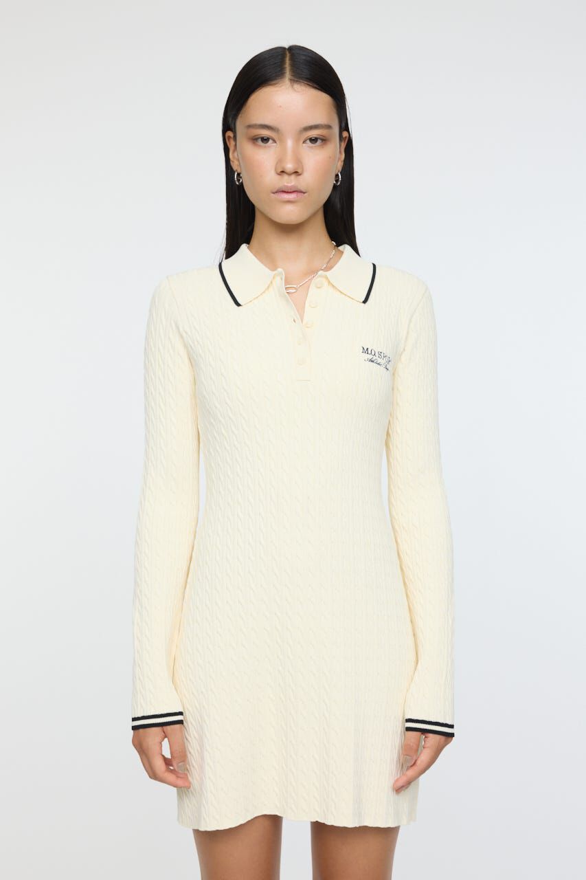 MOUSSY「LOGO CABLE KNIT ミニドレス」|ワンピース|