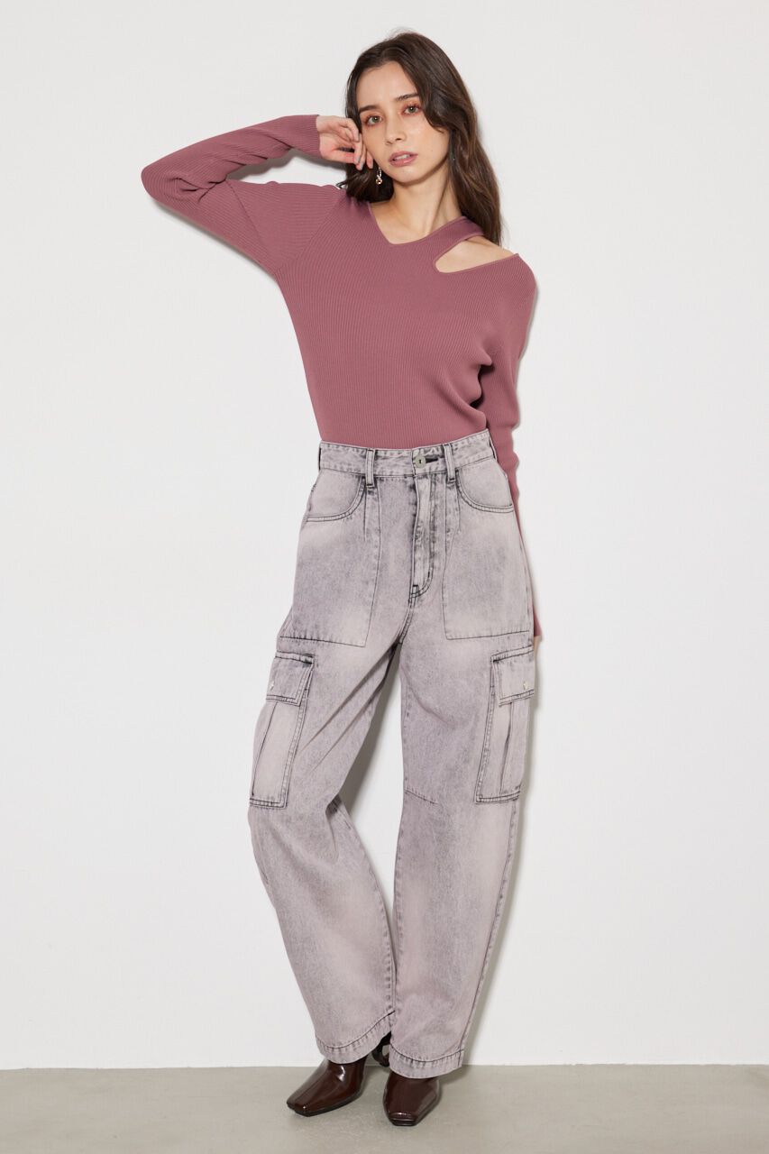 rienda「オーバーポケットJW DENIM PT」|デニム|L/PNK1