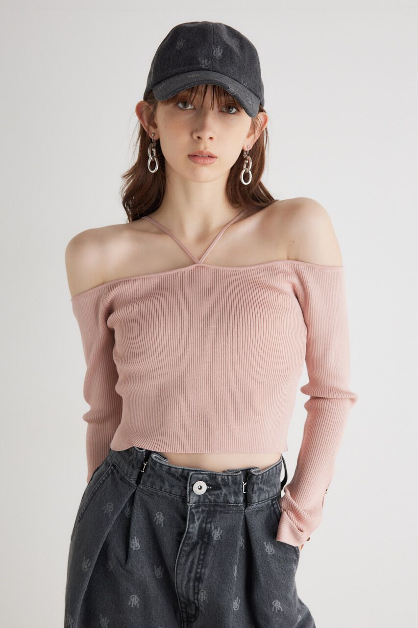 rienda「スリットSLVオフショルダーknit TOP」|ニット・セーター|