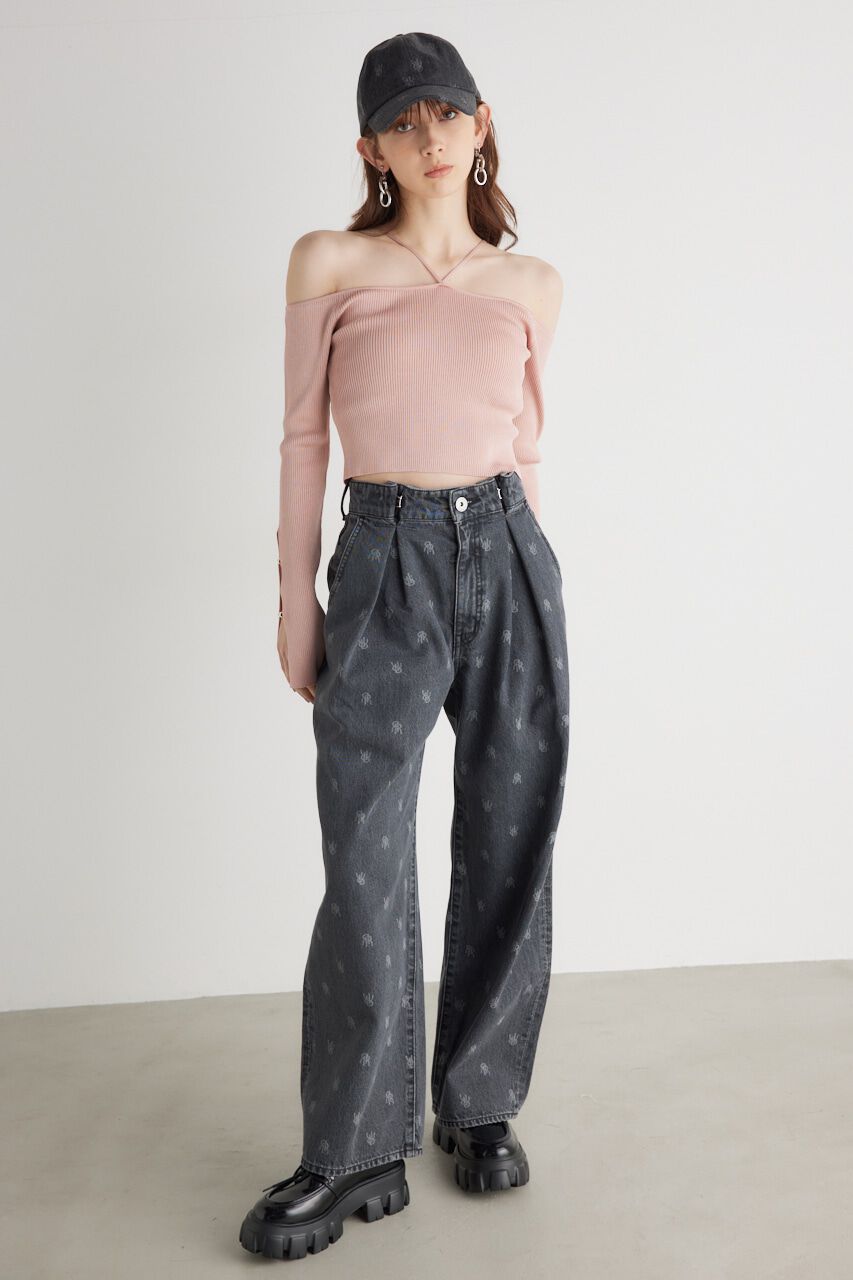 rienda「スリットSLVオフショルダーknit TOP」|ニット・セーター|