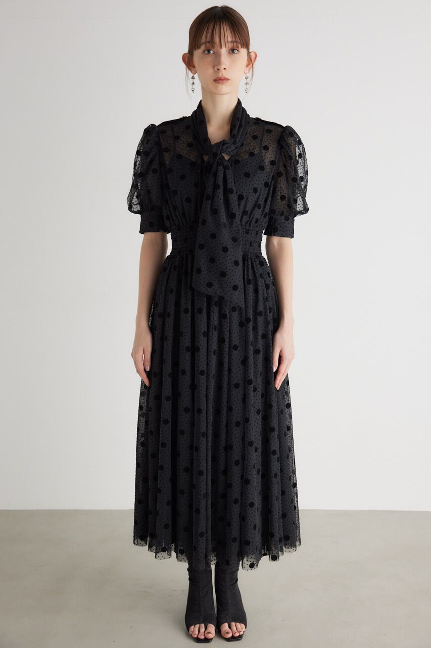 rienda「ネクタイチュールフレア OP」|ワンピース|