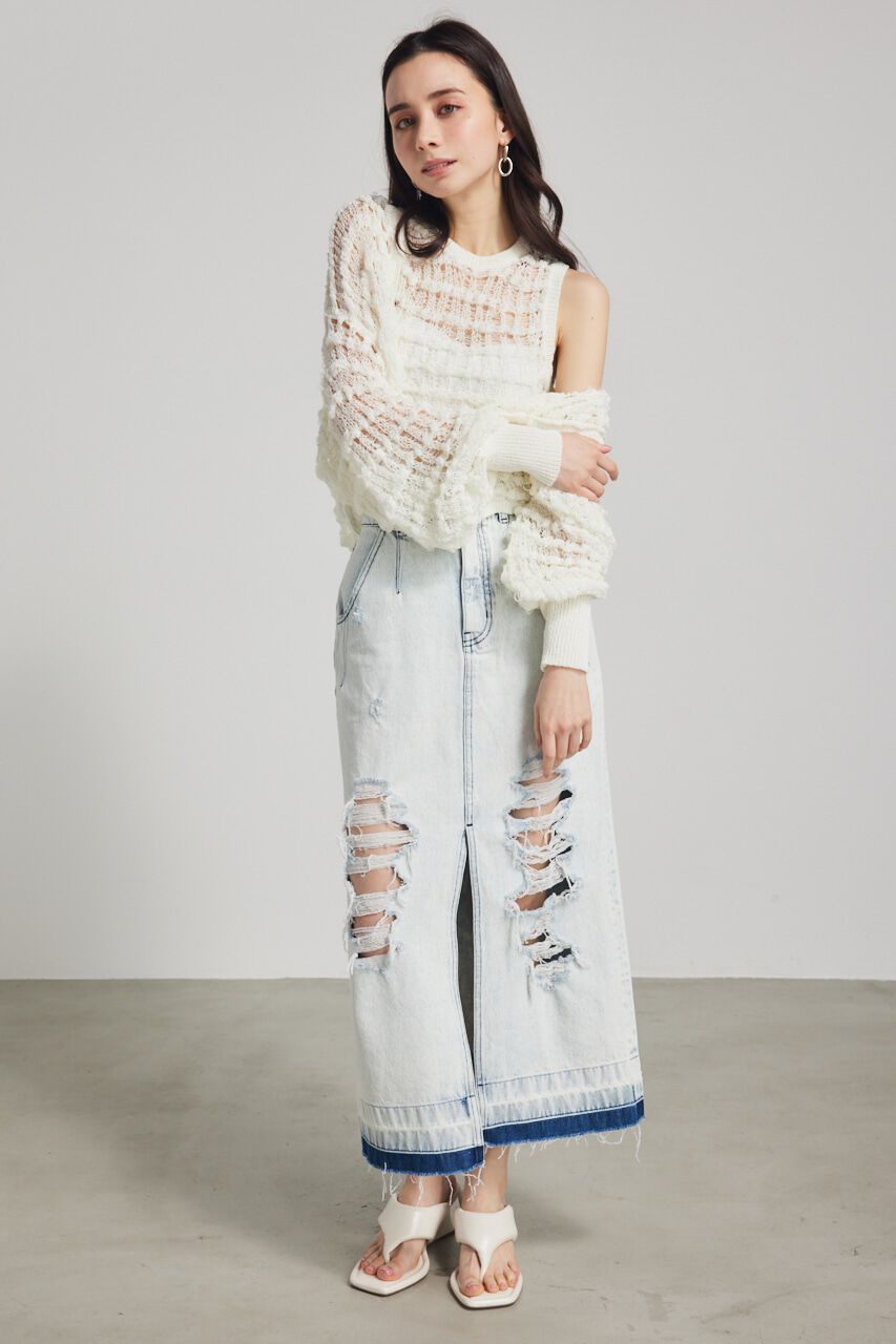 rienda「メッシュフードKnit CD」|カーディガン|