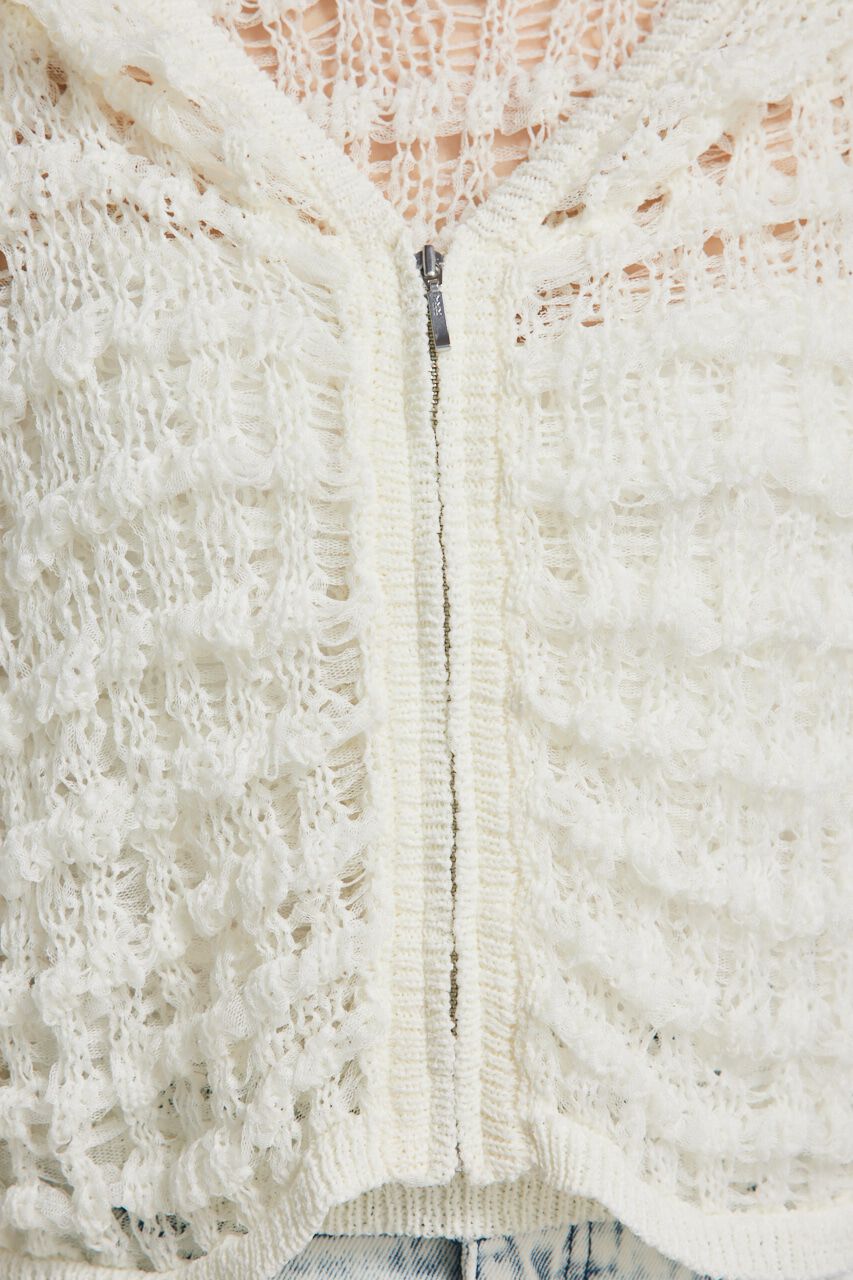 rienda「メッシュフードKnit CD」|カーディガン|