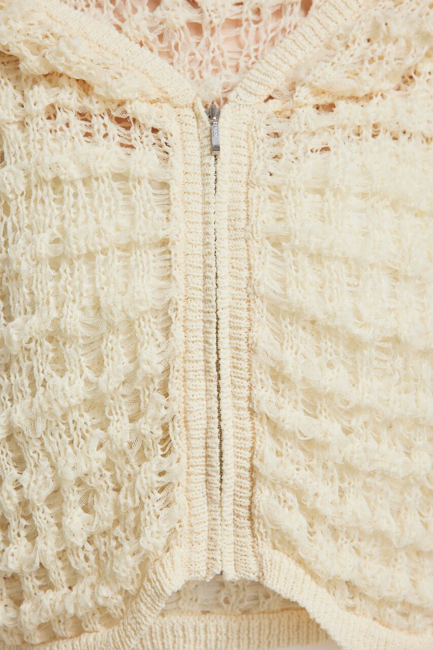 rienda「メッシュフードKnit CD」|カーディガン|