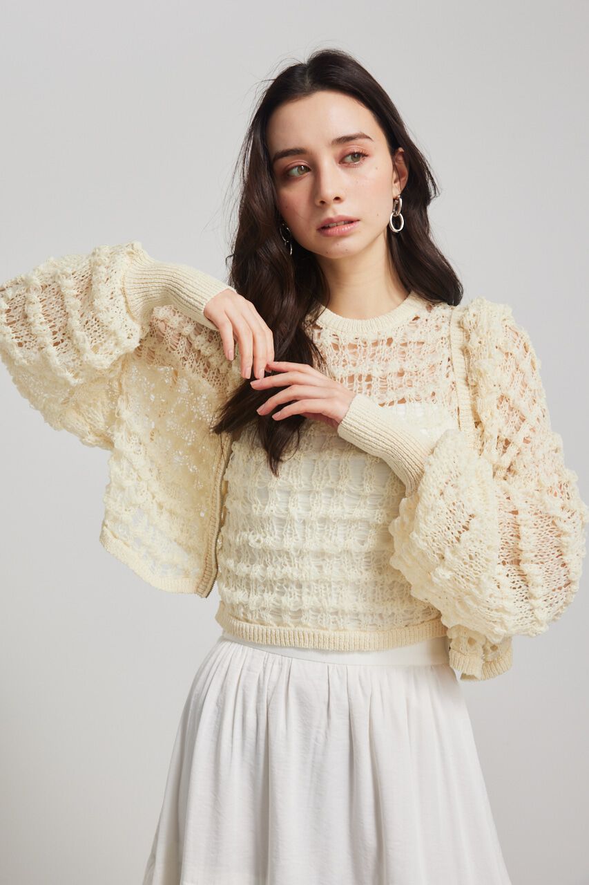 rienda「メッシュフードKnit CD」|カーディガン|