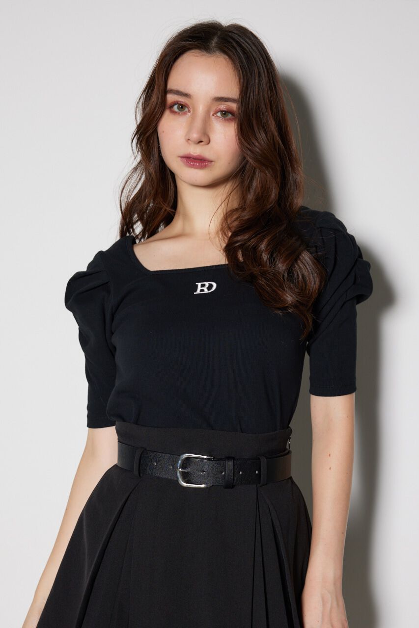 rienda「パフショルダーTシャツ」|Tシャツ・カットソー|BLK