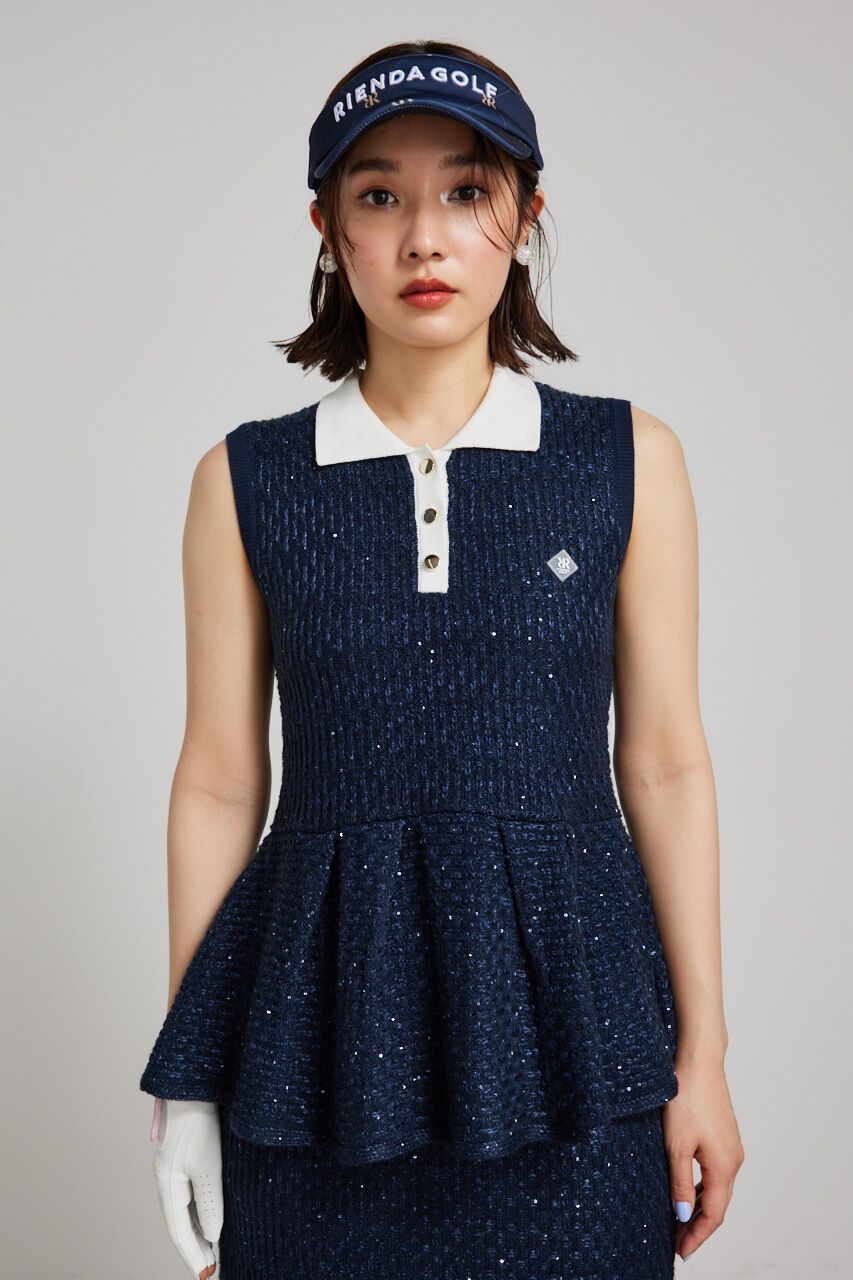 rienda「シャイニーツイードペプラムニットTOP」|ニット・セーター|