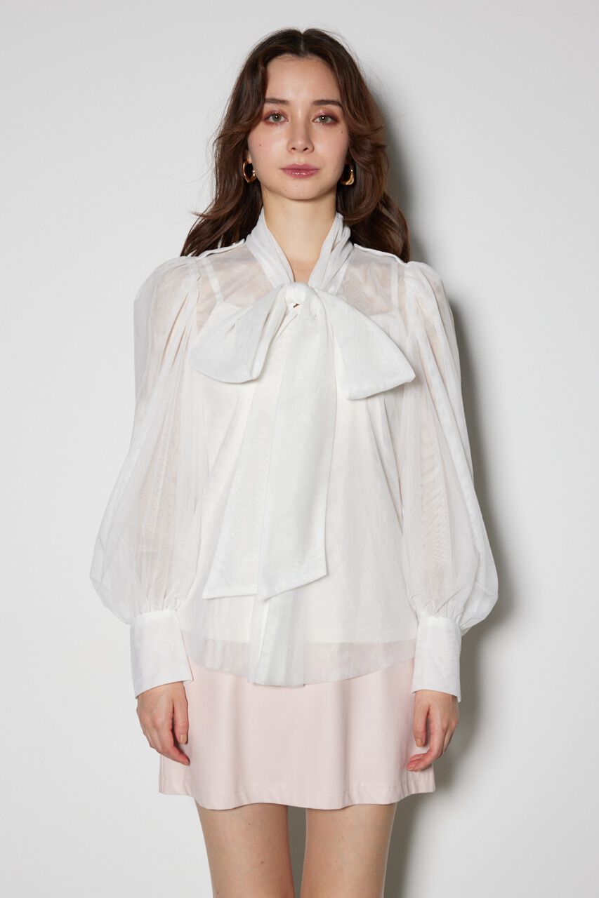 rienda「チュールボウタイネックトップス」|シャツ・ブラウス|