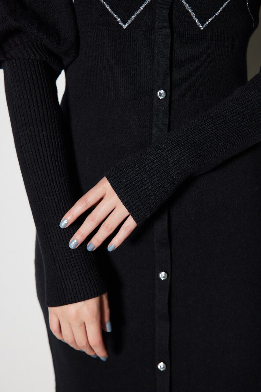 rienda「ビジューチェックタイトニットワンピース」|ワンピース|