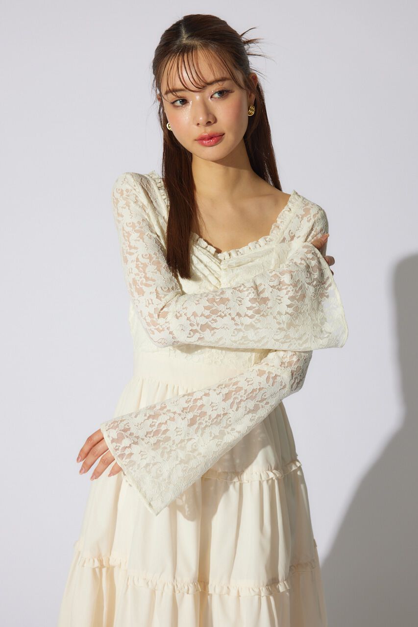 rienda「レーストップコンビフレアワンピース」|ワンピース|